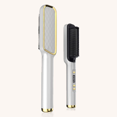 Comb-like Hair Curler And Straightener Brush