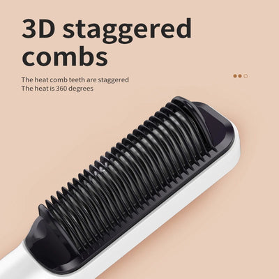 Comb-like Hair Curler And Straightener Brush