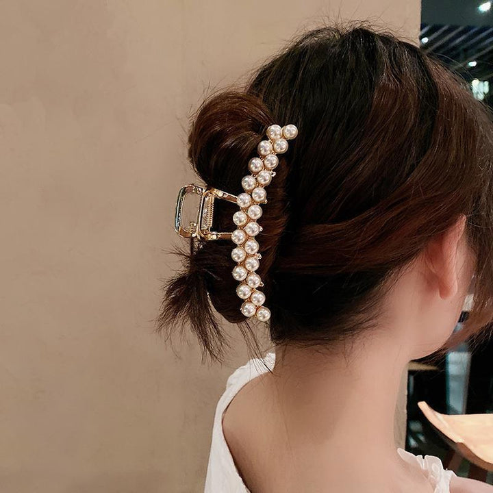 Pince à cheveux double couche en perles et diamants
