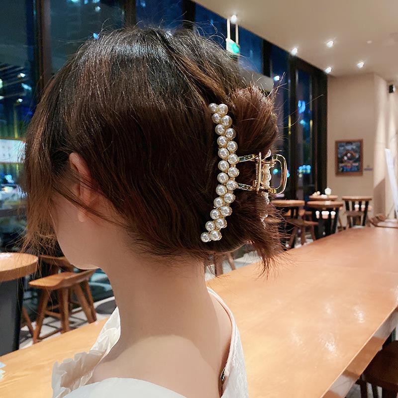 Pince à cheveux double couche en perles et diamants