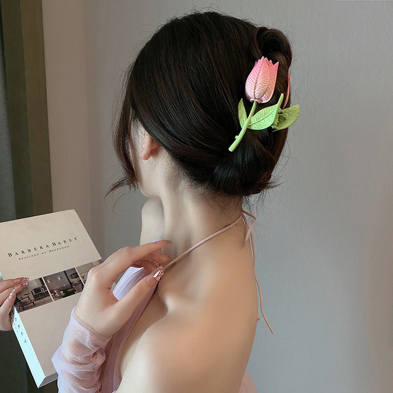 Haarspange mit Tulpenblüte 