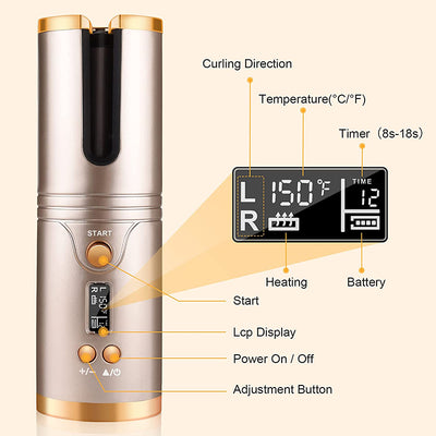 Unbound Cordless Multifunctional Automatic Hair Curler