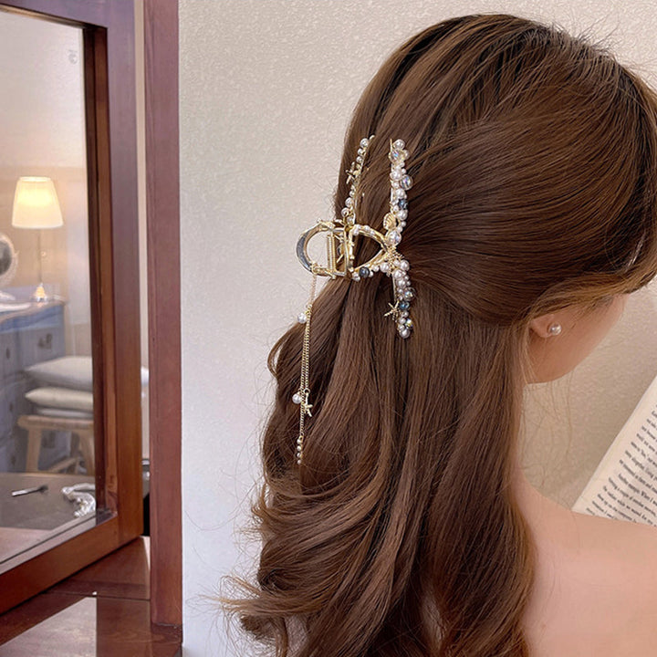 Pince à cheveux en perles et coquillages océaniques