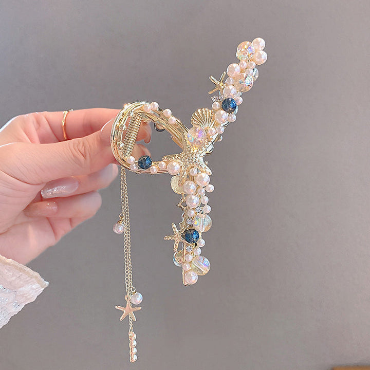 Pince à cheveux en perles et coquillages océaniques